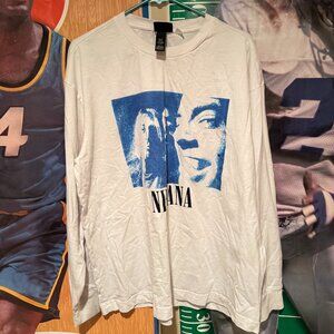 Vintage-Like Nirvana X H&M White Long Sleeve shirt (XL) Soundgarden Pearl Jam